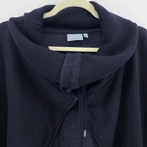 Athleta black wrapper’s delight jacket french terry funnel neck open front - Picture 4 of 9